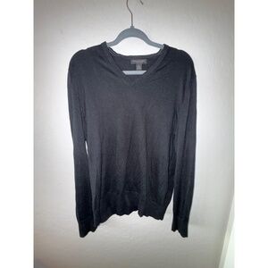 Banana Republic Sweater Mens L Black Vneck Long Sleeve Silk Cashmere Preppy Luxe
